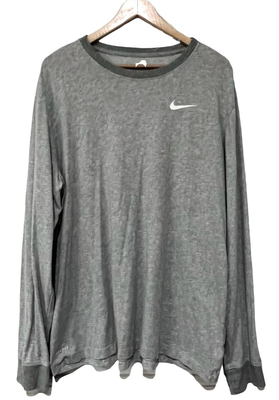 Nike Dri-Fit Men’s Long Sleeve T-Shirt Tee Size XL Heathered Gray Performance